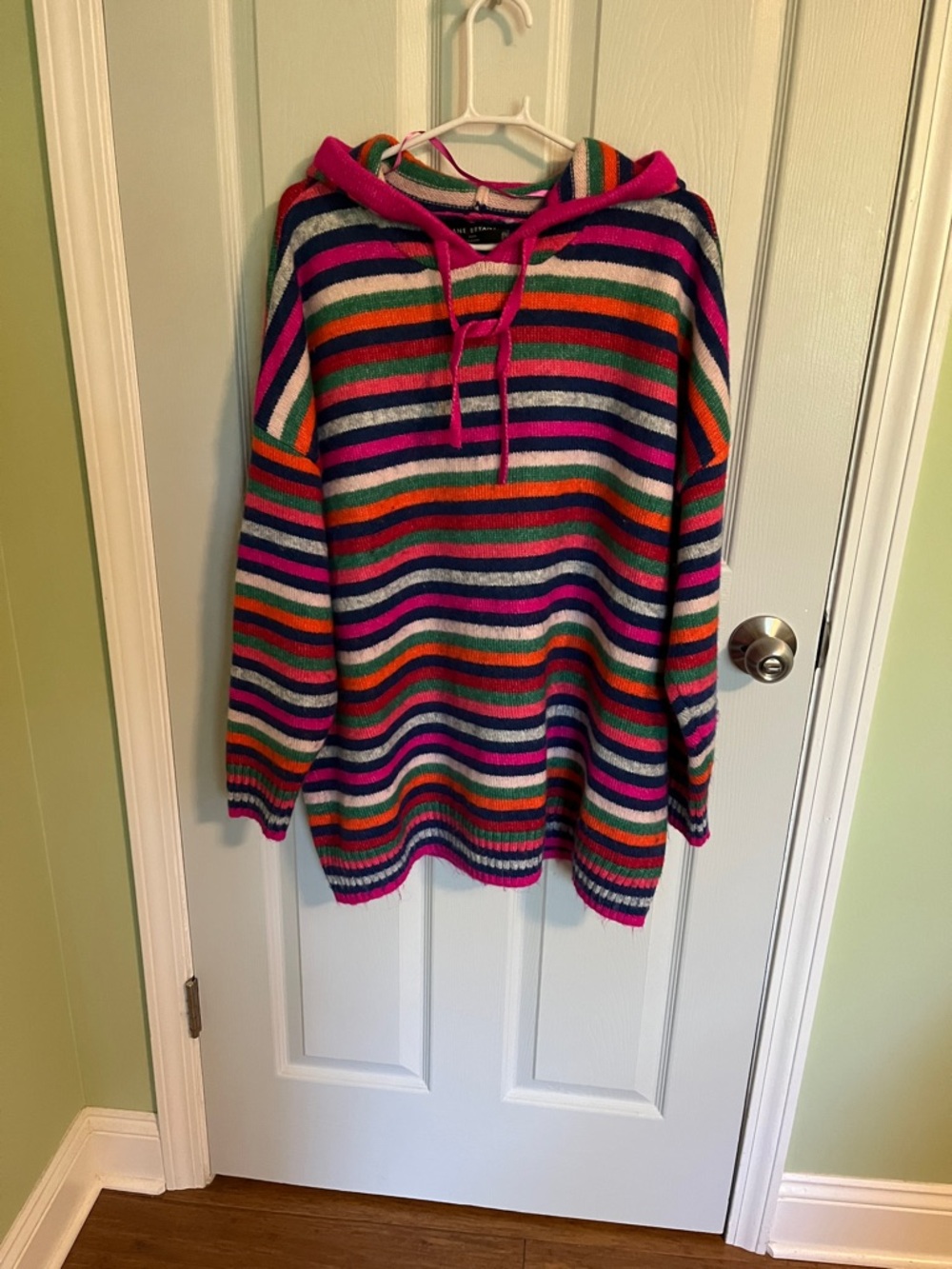 Lane Bryant Striped Hooded Sweater in Pink, Purple, Green & Orange